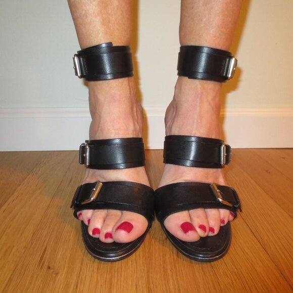 DSQUARED2 Black Ankle Cuff Buckled High Heel Sandals - Picture 2 of 9